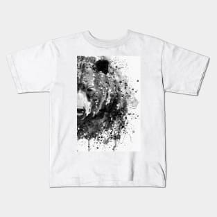 Black And White Half Faced Grizzly Bear Kids T-Shirt